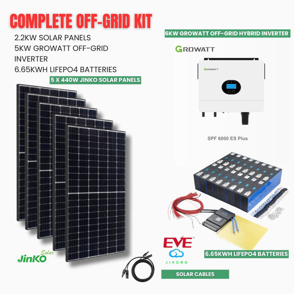 Off-Grid Kit - Growatt Hybrid Inverter - Jinko - EVE Battery Kit