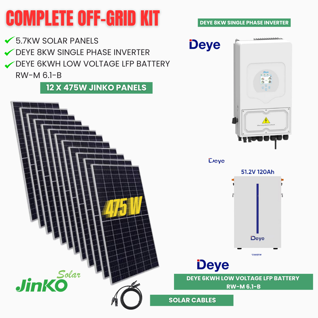 Off Grid Solar System/Kits - Deye 6kWh to 24kWh Batteries- Jinko Solar ...