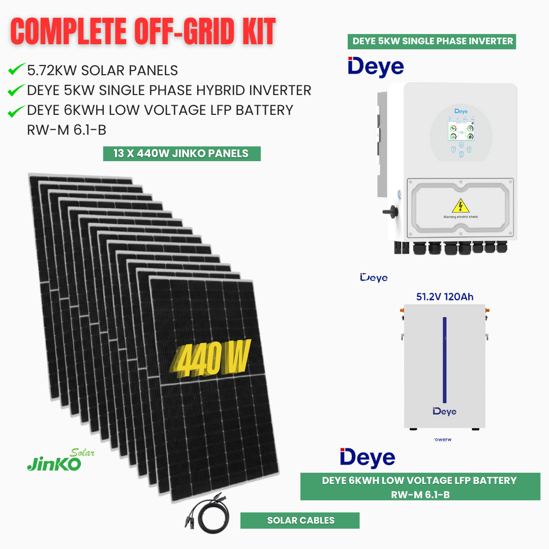 Off Grid Solar System/Kits - Deye 6kWh to 24kWh Batteries- Jinko Solar ...