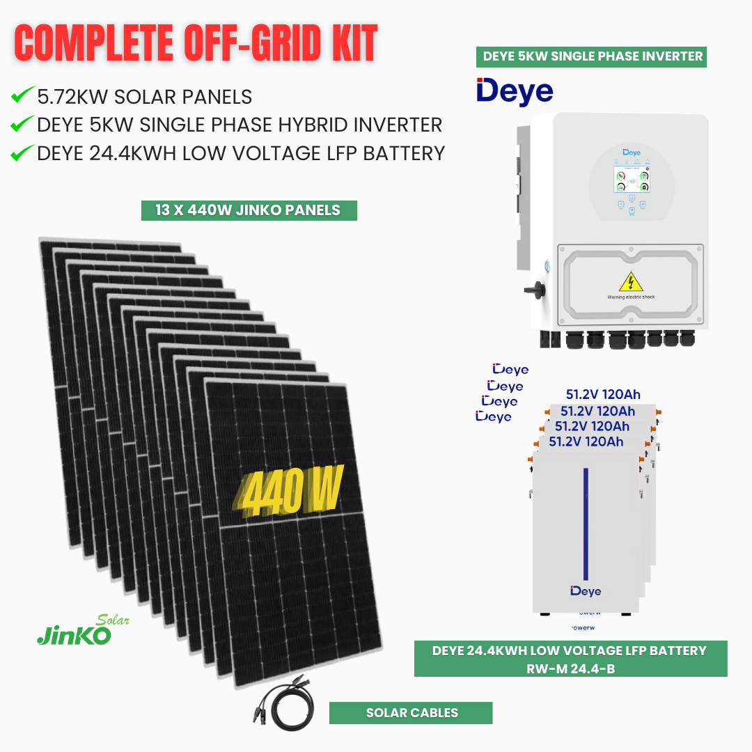 Off Grid Solar System/Kits - Deye 6kWh to 24kWh Batteries- Jinko Solar ...