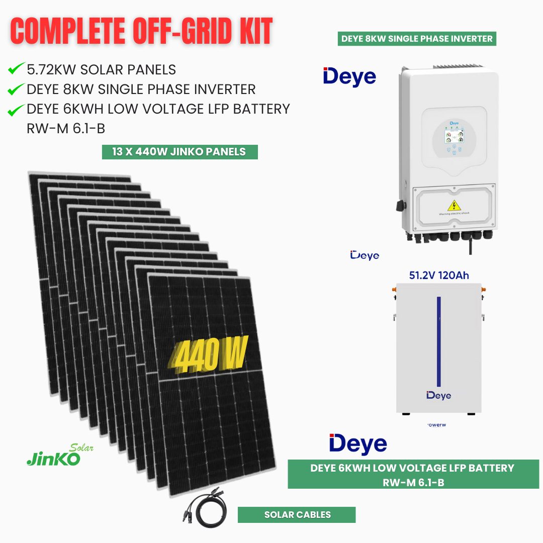 Off Grid Solar System/Kits - Deye 6kWh to 24kWh Batteries- Jinko Solar ...