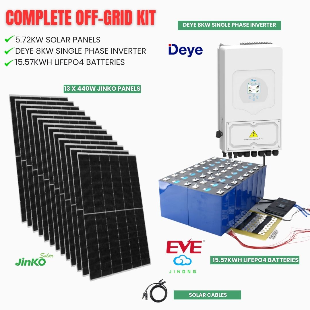 Off Grid Solar System/Kits - DEYE Inverter Single Phase - 475W Jinko ...