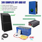 24V Complete Off-Grid Kit with solar panels, battery, and inverters | LiFePO4 Oz