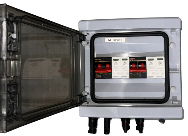 2 Array Solar Combiner Box – Dual 500V Input & Output with Surge Protection (IP65 Rated)