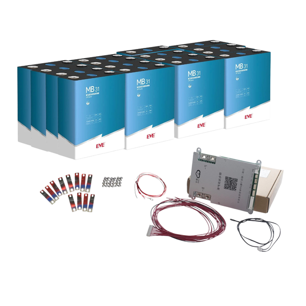 48V EVE MB31 314Ah 16.07 kWh LiFePO4 Battery Pack Kit with 200A Smart BMS