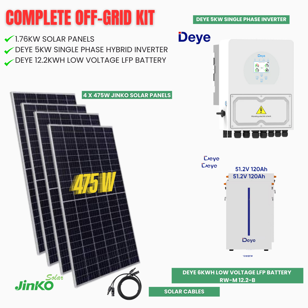Off Grid Solar System/Kits - Deye 6kWh to 24kWh Batteries- Jinko Solar ...