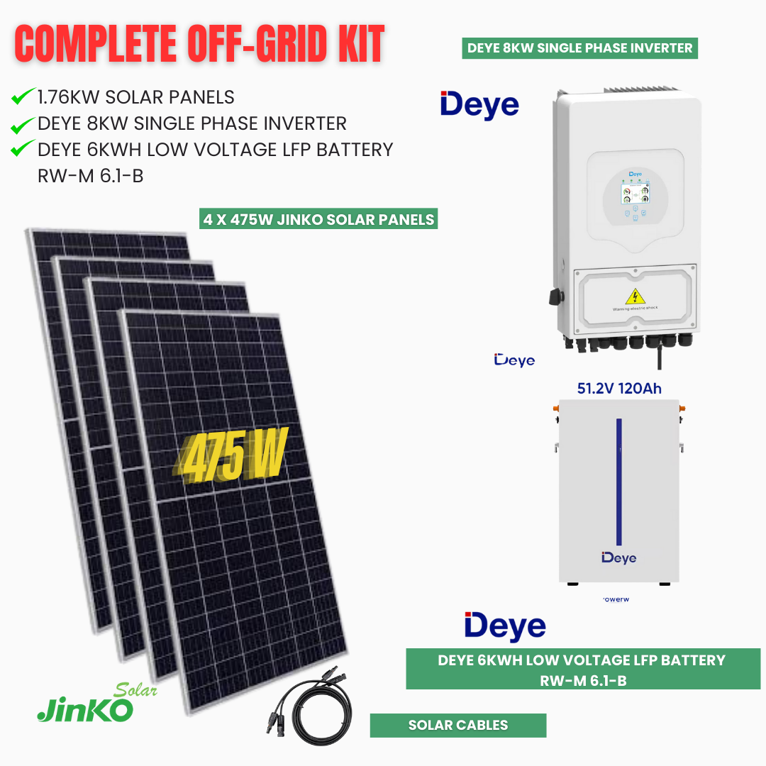 Off Grid Solar System/Kits - Deye 6kWh to 24kWh Batteries- Jinko Solar ...