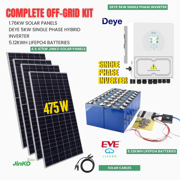 Off-Grid Kit - DEYE Inverter Single Phase - 475W Jinko -Battery with JK BMS