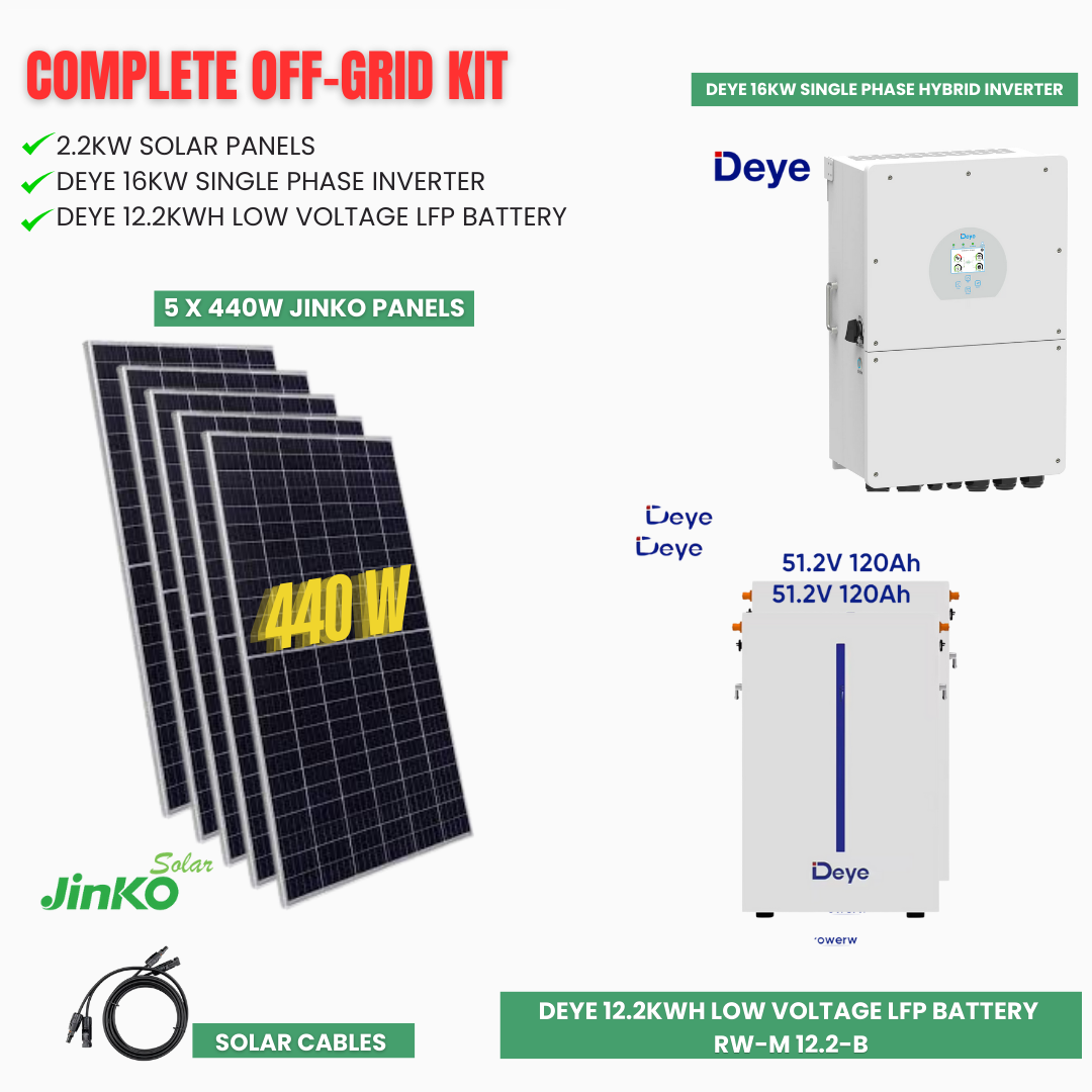 Off Grid Solar System/Kits - Deye 6kWh to 24kWh Batteries- Jinko Solar ...