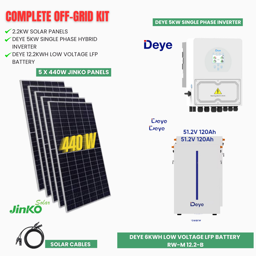 Off Grid Solar System/Kits - Deye 6kWh to 24kWh Batteries- Jinko Solar ...