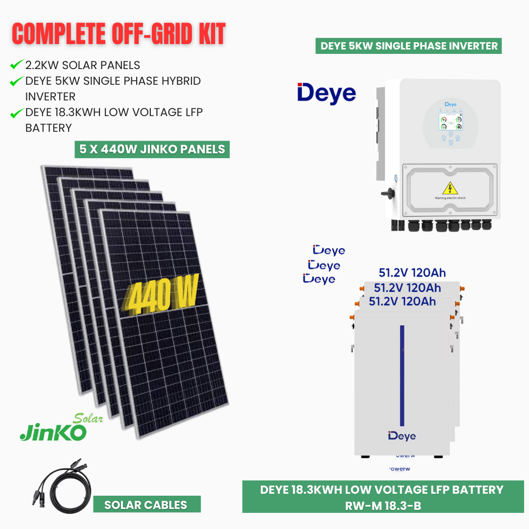 Off Grid Solar System/Kits - Deye 6kWh to 24kWh Batteries- Jinko Solar ...