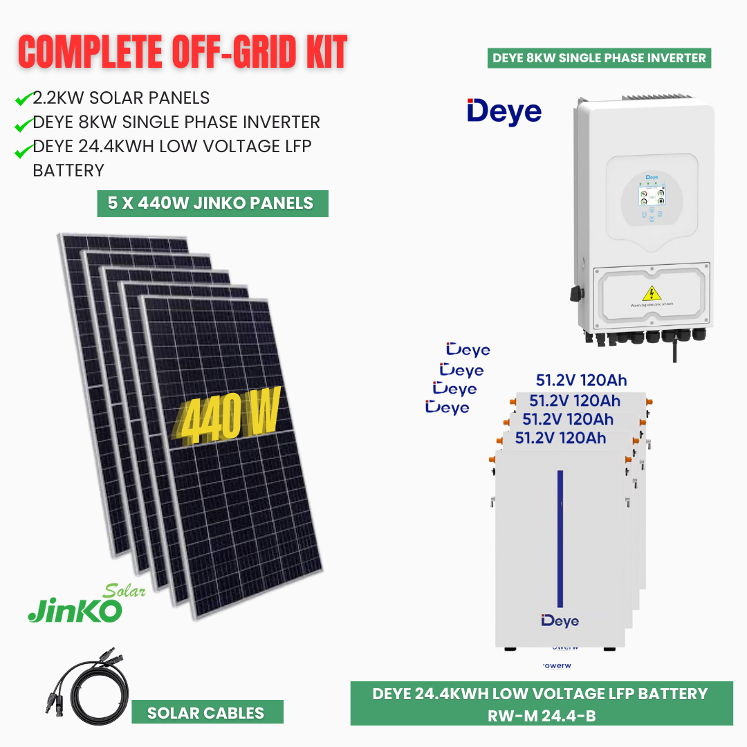 Off Grid Solar System/Kits - Deye 6kWh to 24kWh Batteries- Jinko Solar ...