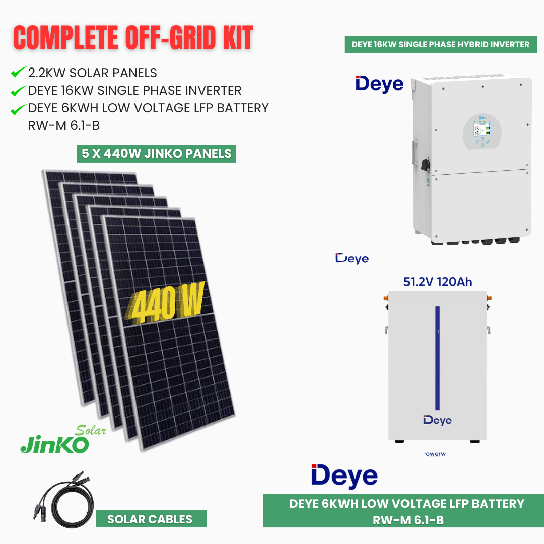 Off Grid Solar System/Kits - Deye 6kWh to 24kWh Batteries- Jinko Solar ...