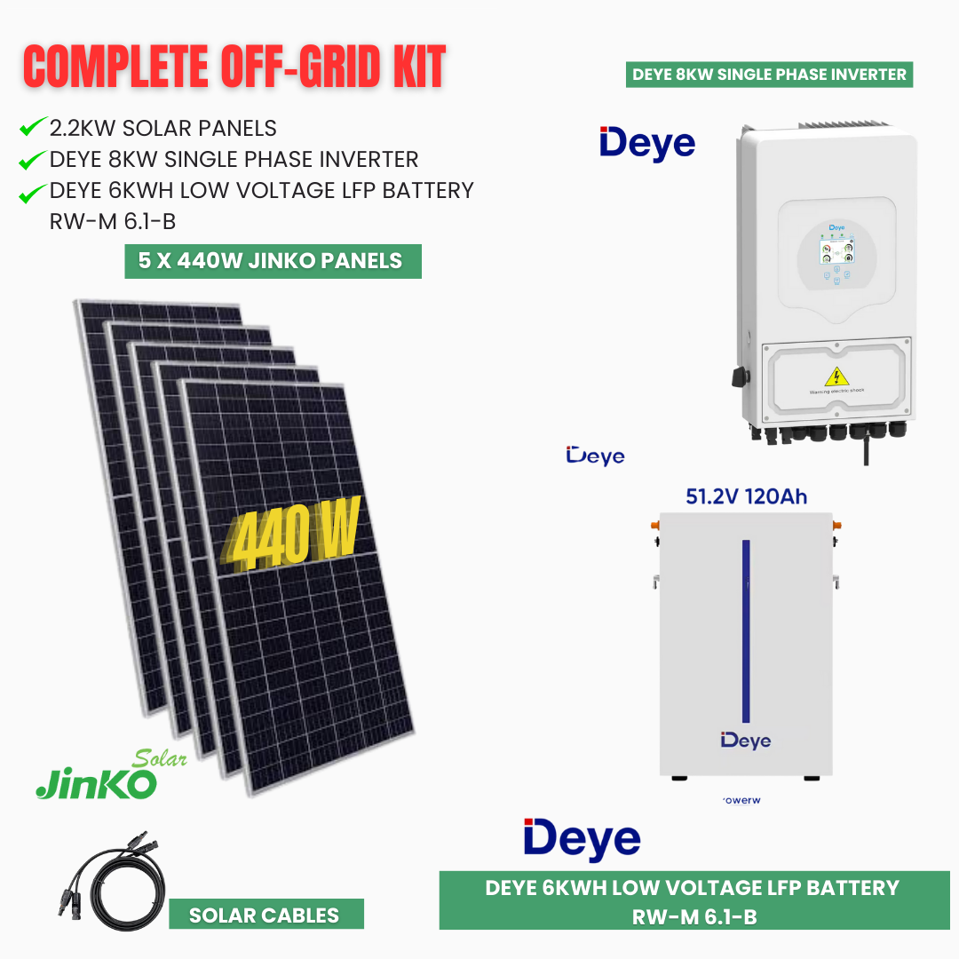 Off Grid Solar System/Kits - Deye 6kWh to 24kWh Batteries- Jinko Solar ...