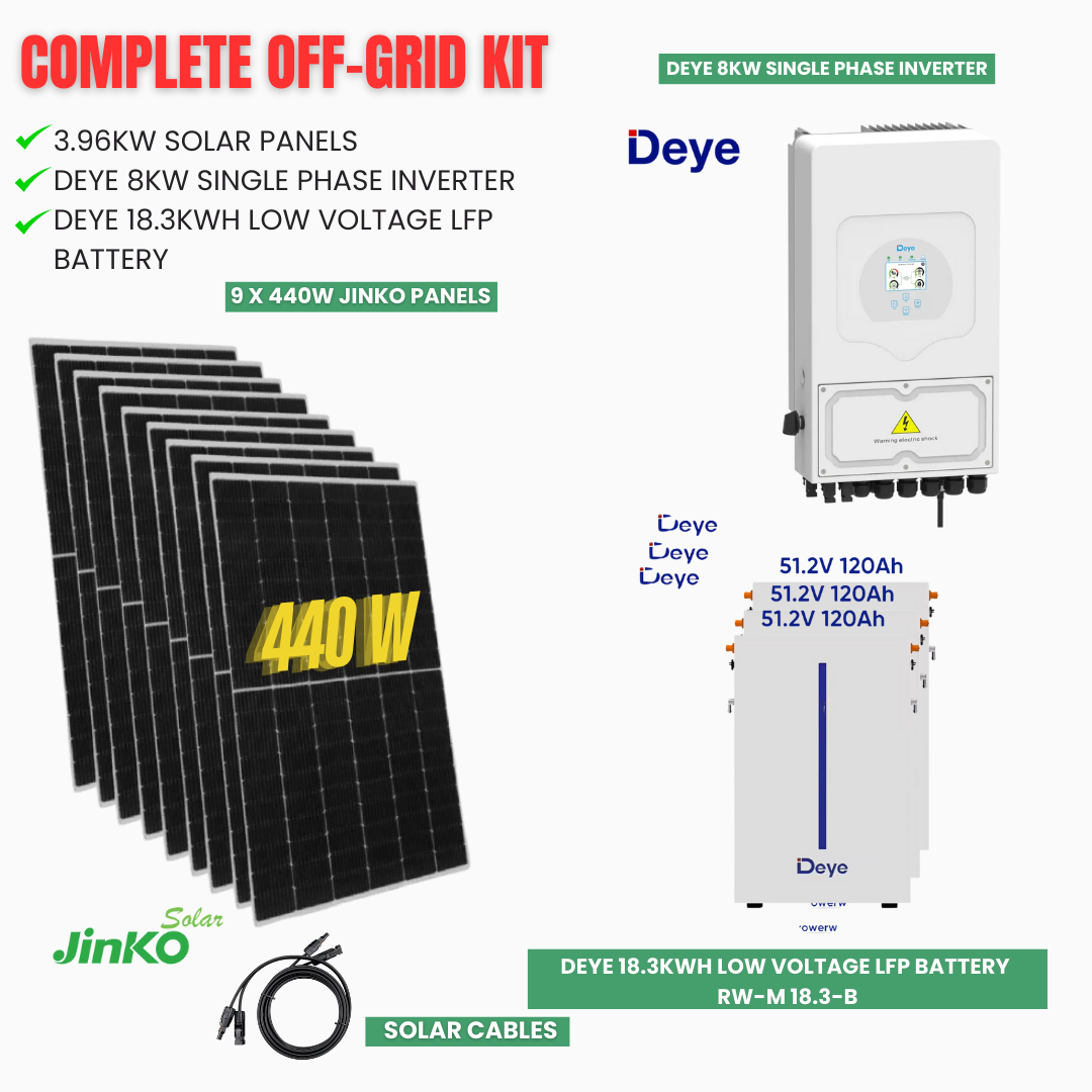 Off Grid Solar System/Kits - Deye 6kWh to 24kWh Batteries- Jinko Solar ...