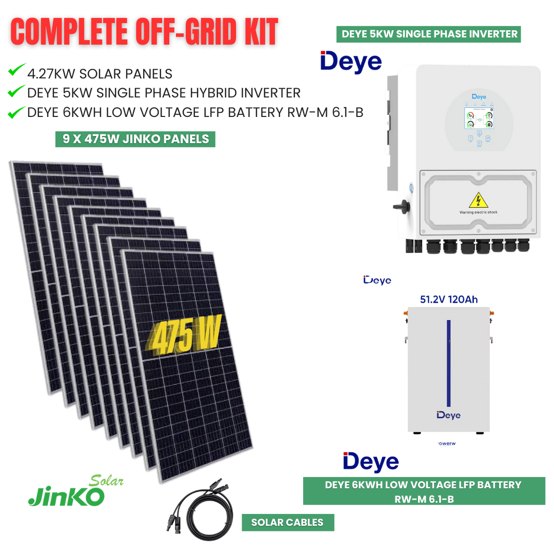 Off Grid Solar System/Kits - Deye 6kWh to 24kWh Batteries- Jinko Solar ...