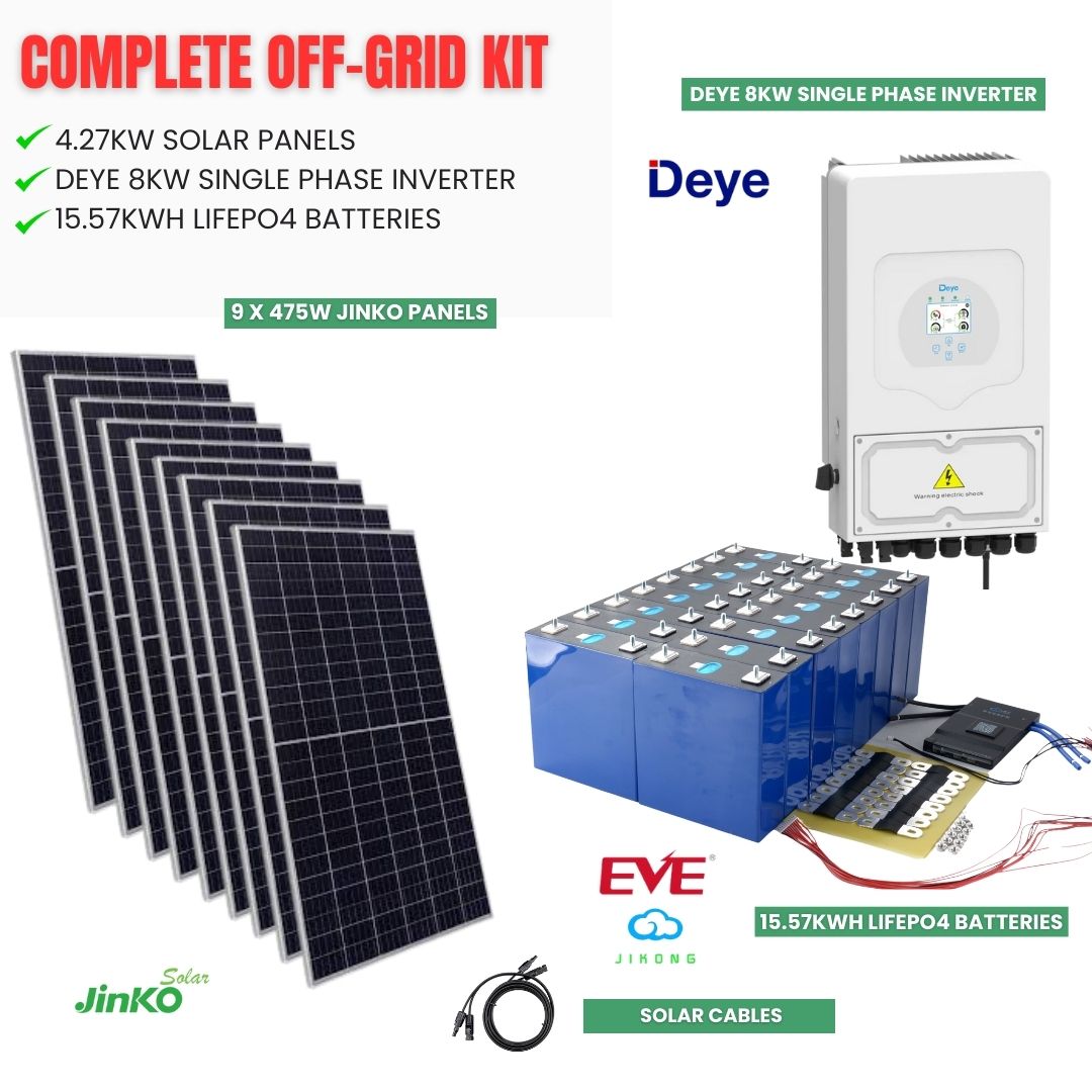 Off Grid Solar System/Kits - DEYE Inverter Single Phase - 475W Jinko ...