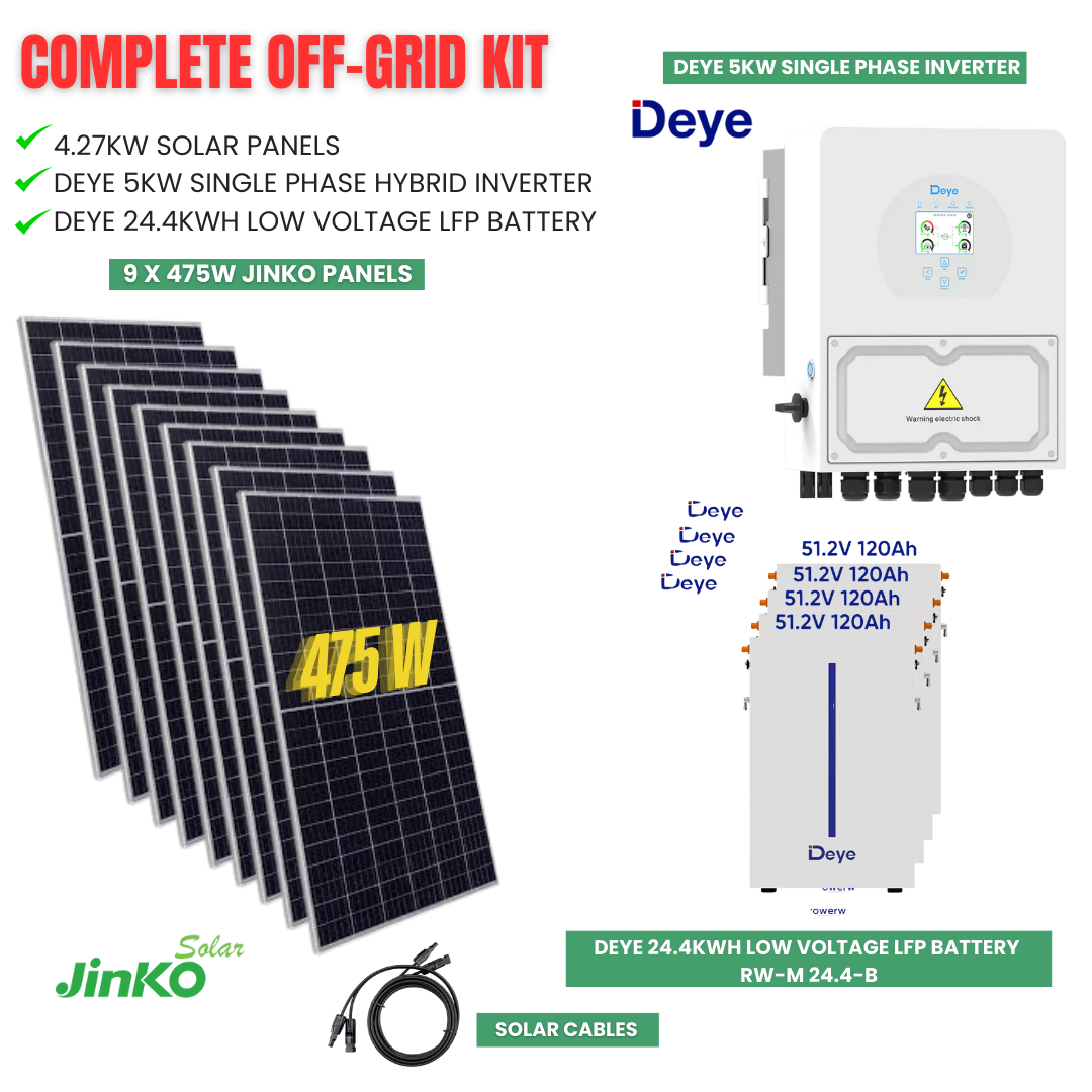 Off Grid Solar System/Kits - Deye 6kWh to 24kWh Batteries- Jinko Solar ...
