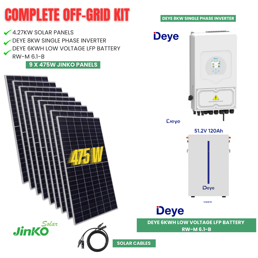 Off Grid Solar System/Kits - Deye 6kWh to 24kWh Batteries- Jinko Solar ...